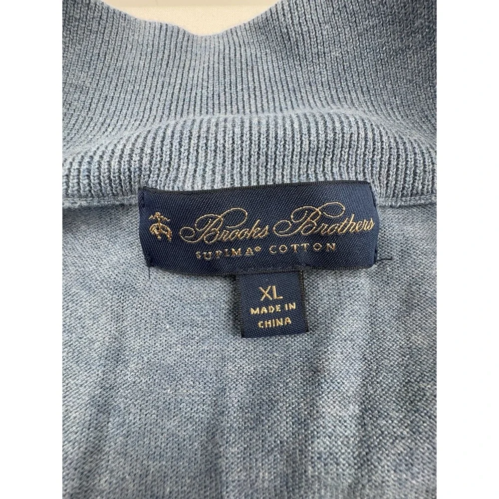 Brooks Brothers Sweater Mens Extra Large Blue Pullover Quarter Zip Supima Cotton